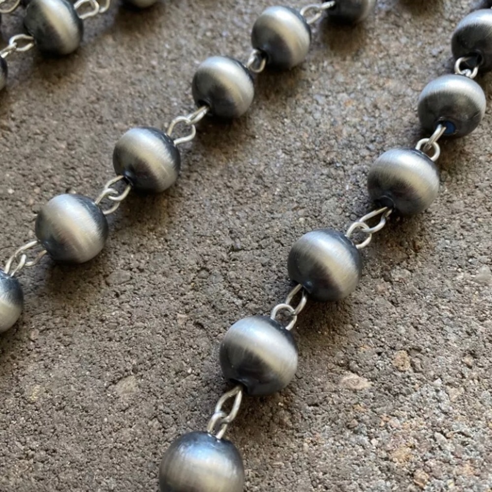 14mm Sterling Silver Rosary Bead Necklace - image 6